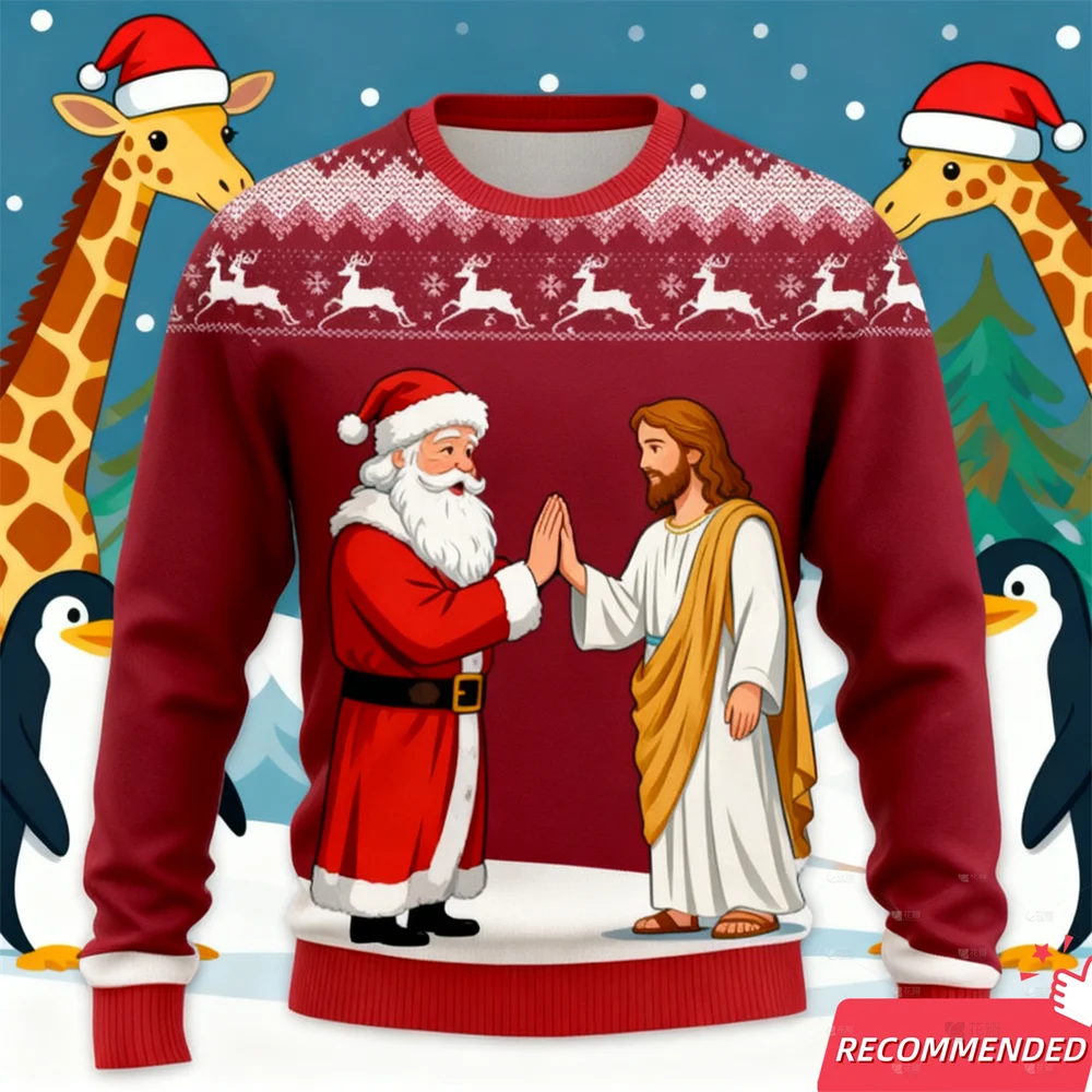 سانتا القبيح عيد الميلاد البلوزات بطة صفراء و ثلج مضحك ثلاثية الأبعاد مطبوعة رجالي سترة عيد الميلاد عطلة طاقم الرقبة البلوفرات بلوزات