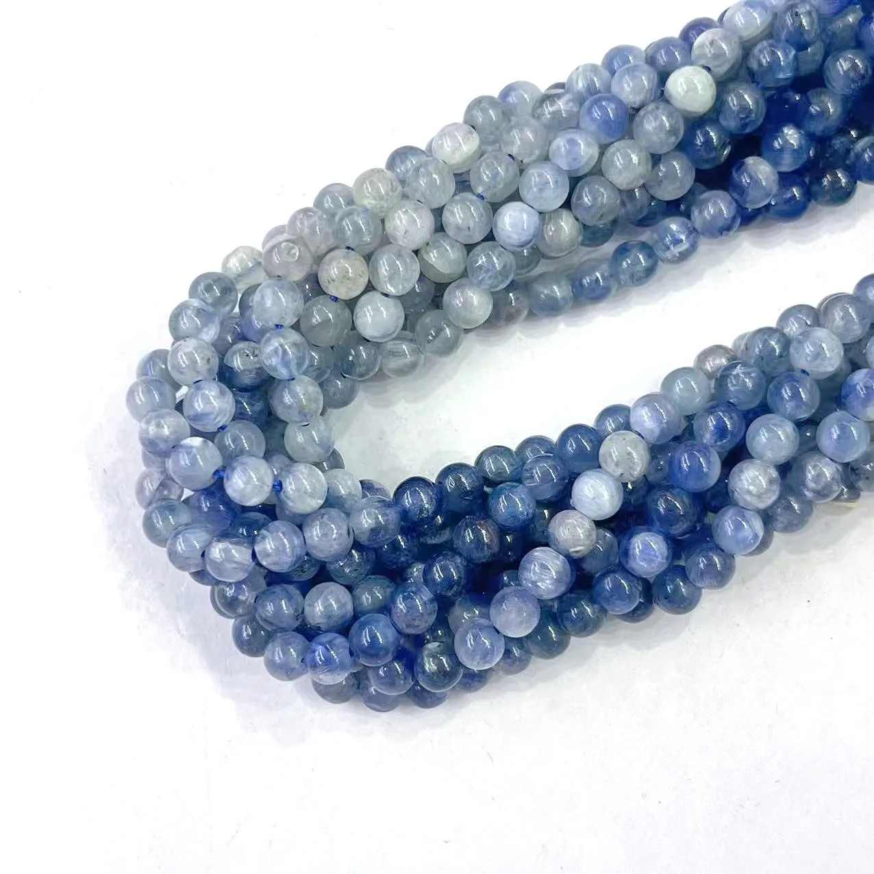 4MM Genuine Natural Blue Kyanite Stone Round Smooth Disthene Cyanite Loose Beads Strand For DIY Necklace Jewelry Accessories