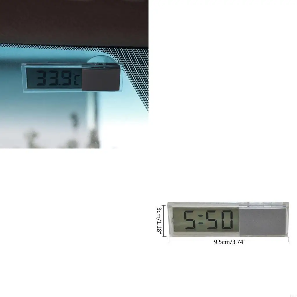 F1CF Car Digital Clock Temperature Display Electronic Clock / Thermometer Auto Electronic LCD Digital Clock with Sucker