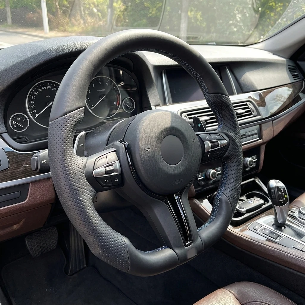 Image of M Sport Lenkrad für BMW F10 F20 F30 F32 F36 F80 F82 M3 M5 Auto-Zubehör PU-Leder Innenlenkrad ohne Airbags