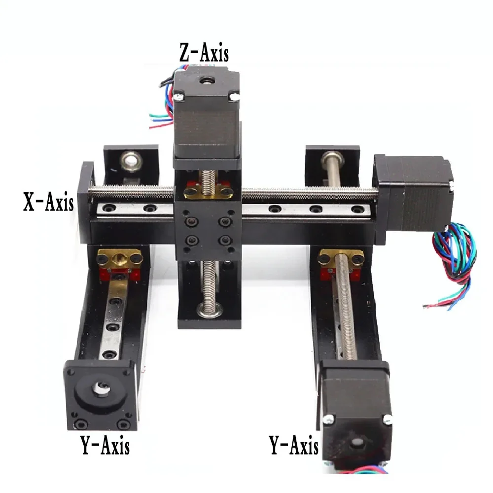 Imagem -02 - Cnc Gantry T-tipo Deslizante Tabela Trilho Linear 50300 mm Curso Deslizante Tabela Nema11 Stepper Motor Kit Guia Linear Eixo Xyz