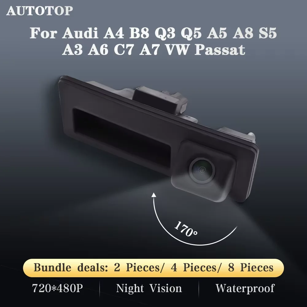AUTOTOP Auto Telecamera Retrovisore Per Audi A4 B8 Q3 Q5 A5 A8 S5 A3 A6 C7 A7 VW Passat Tronco di Backup Maniglia Telecamera di Parcheggio Impermeabile