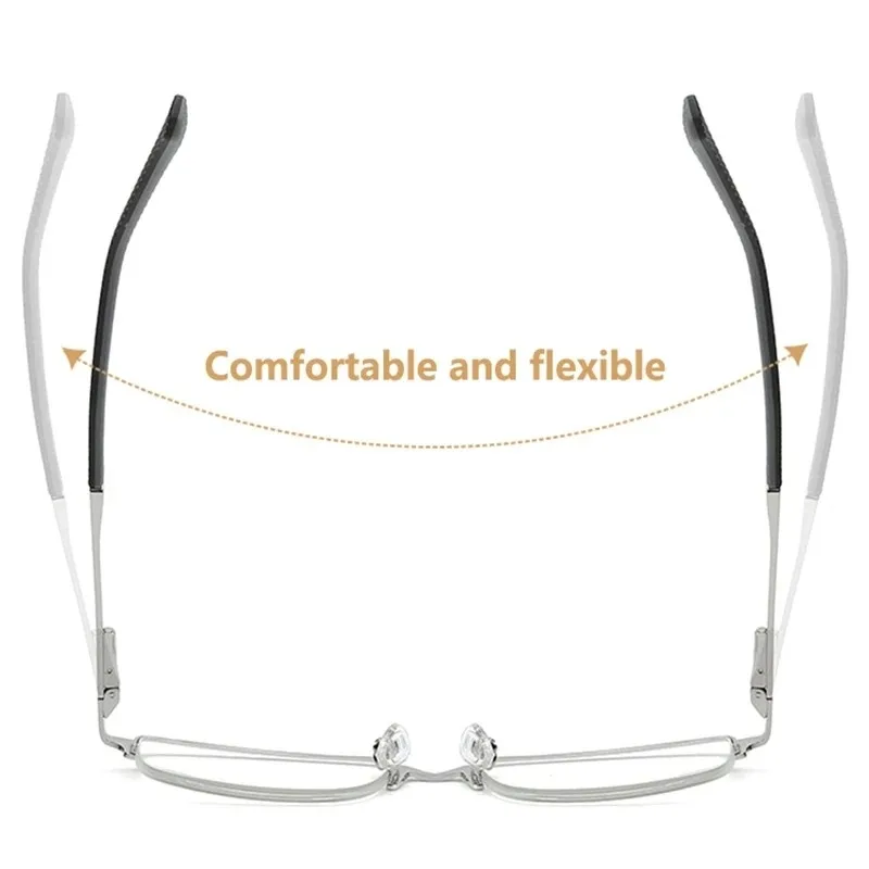 Metall Halb-rahmen Blau Licht Blockieren Lesebrille Männer Platz Reader Brillen Mode Frauen Presbyopie Brille +1,0 Bis +4,0 – Detail 4