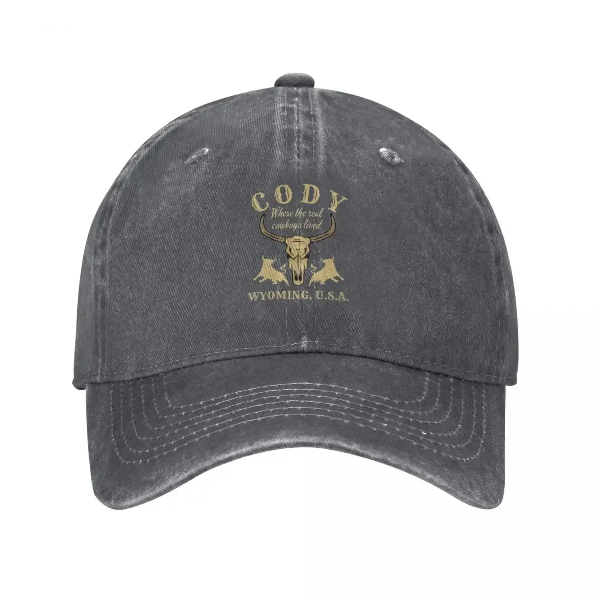 Retro Cody, Wyoming, U.S.A., Tan Text- Vintage Cowboy / Vintage Western Baseball Cap funny hat hard hat Women Caps Men's