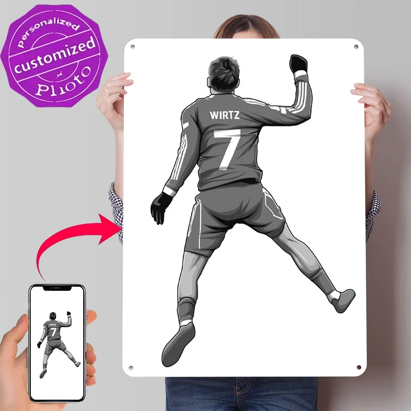 Florian Wirtz Black and White Version Personalized 3D Textured Metal Poster Wall Art Tinplate Sign for Gaming Decoration Room