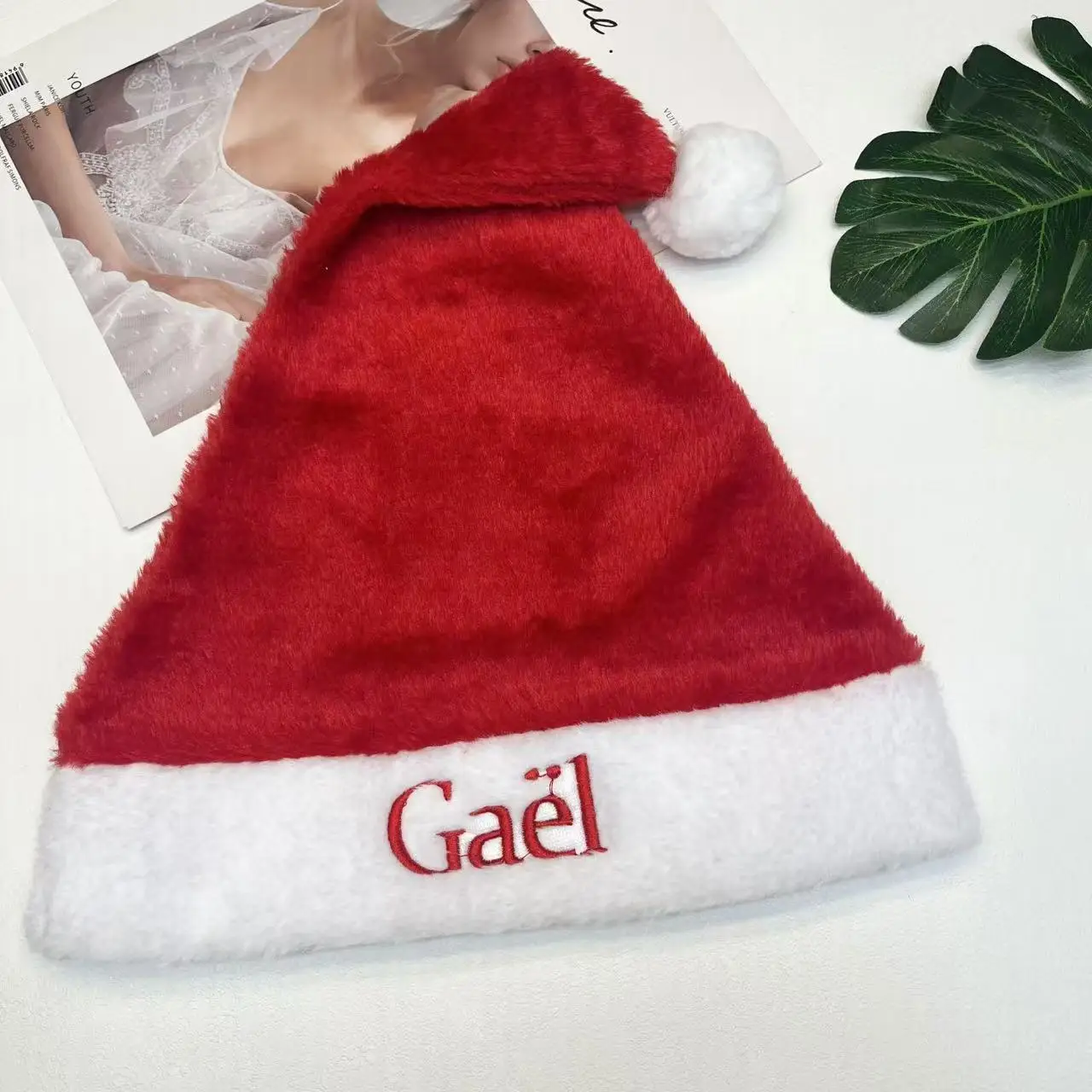 

Personalized Red Santa Christmas Hat Embroidered Name Custom Santa Hat Party Hat Custom X-Mas New Year Party Hat Personal Gift