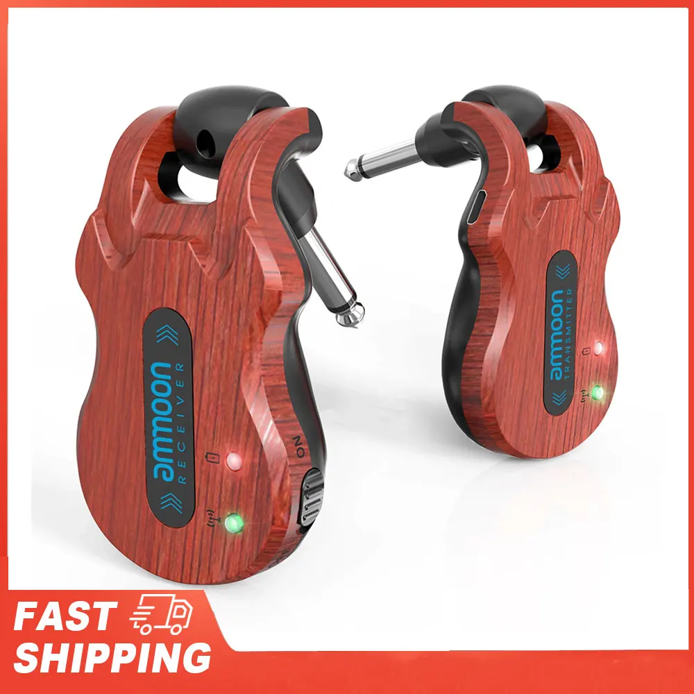 

Беспроводная гитарная система Ammoon, цифровой гитарный передатчик, приемник, встроенная аккумуляторная батарея, диапазон передачи 100 футов