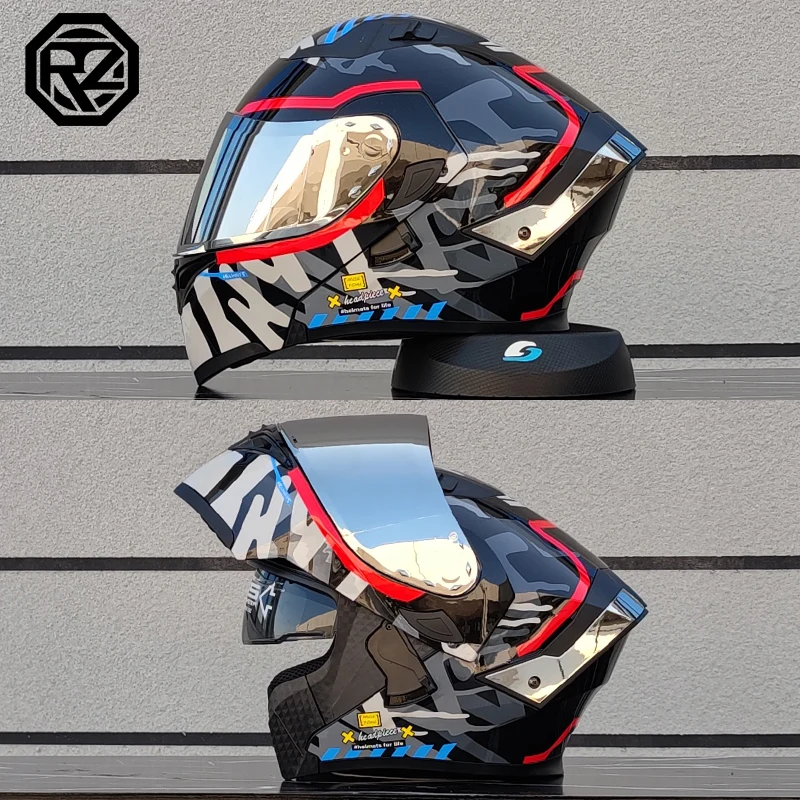 أحدث خوذة دراجة نارية من ORZ ذات عدسة مزدوجة خوذة قلابة كاسكو بارا موتو دراجة نارية للسفر خوذة شبه كاملة نتوء (غطاء) موتو