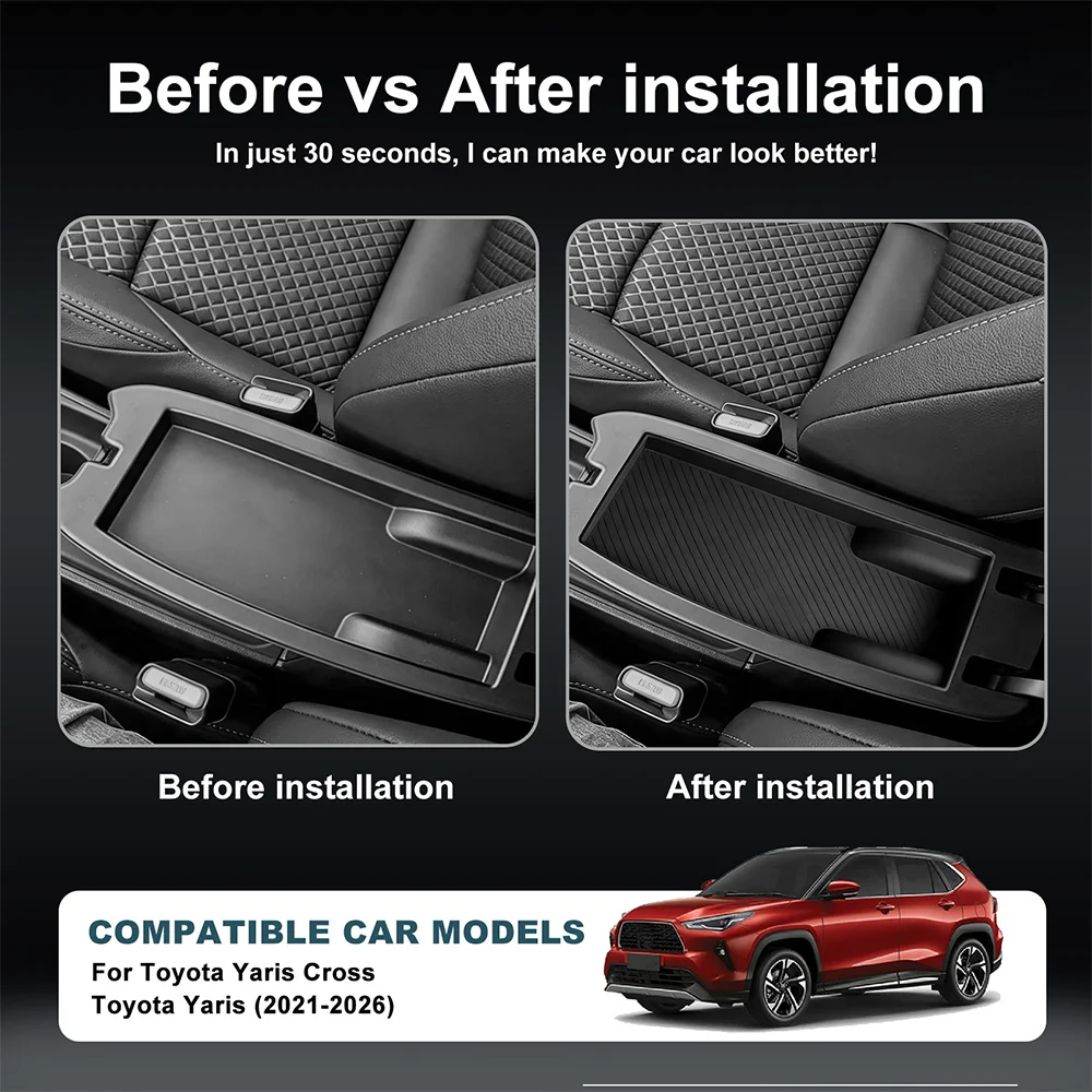For Toyota Yaris Yaris Cross 2021-2026 Center Console Armrest Storage Tray Mat Silicone Non-Slip Interior Accessories for Toyota