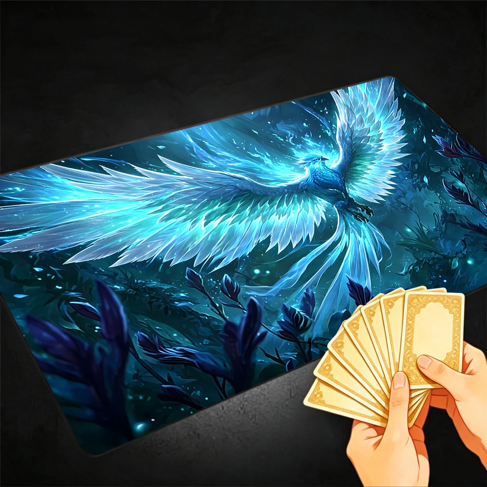 Forest Magic Phoenix TCG Playmat Magic Playmat Gathering Gaming Mat Stitched Edge Anti-slip base 60X35cm Trading Card Game