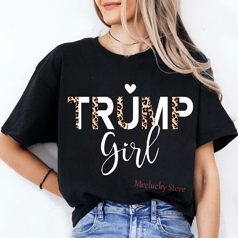 Letter Trump girl Printed Crew Neck Clothing Short Sleeve T-Shirt Trend Women\'s Summer Y2K Top