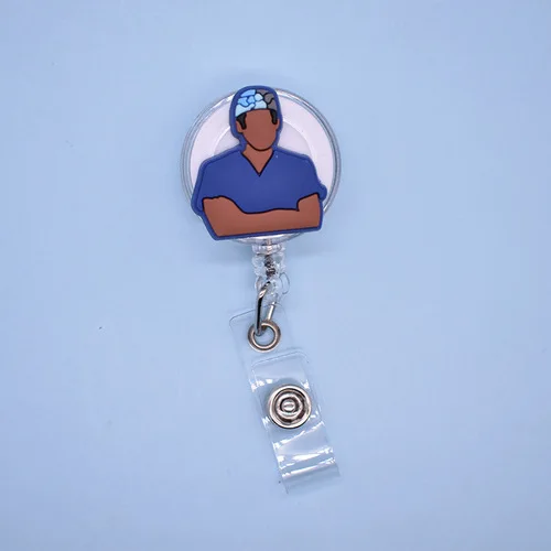 Cute Cartoon Nurse Badge Holder Reel Clips Simplicity Doctor Retractable Badge Id Card Holder Easy Pull Buckle Office Supplies