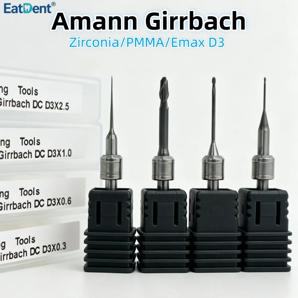 Amann Girrbach Dental Milling Burs for Zirconia PMMA Lithium Disilicate/Emax D3 DC Coating CAD CAM Dentistry Lab Grinding Drills