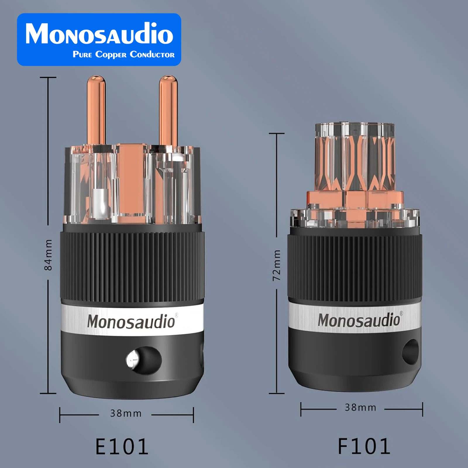 Monosaudio E101/F101 Pure Copper Shuko Power Connector High Quality EU Version Power Plug Adapter Hi-end Power Cable Jack