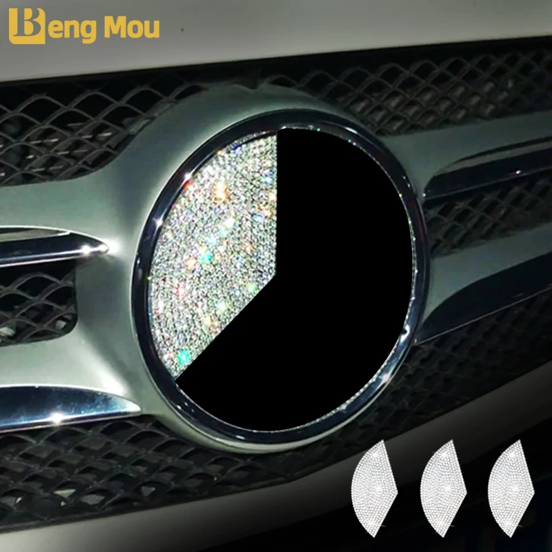 

Bling full Crystal Shiny Diamond The Sign On The Front Of The Car Accessory For Mercedes-Benz A B C E GLA CLA GLC CLS GLB GLK