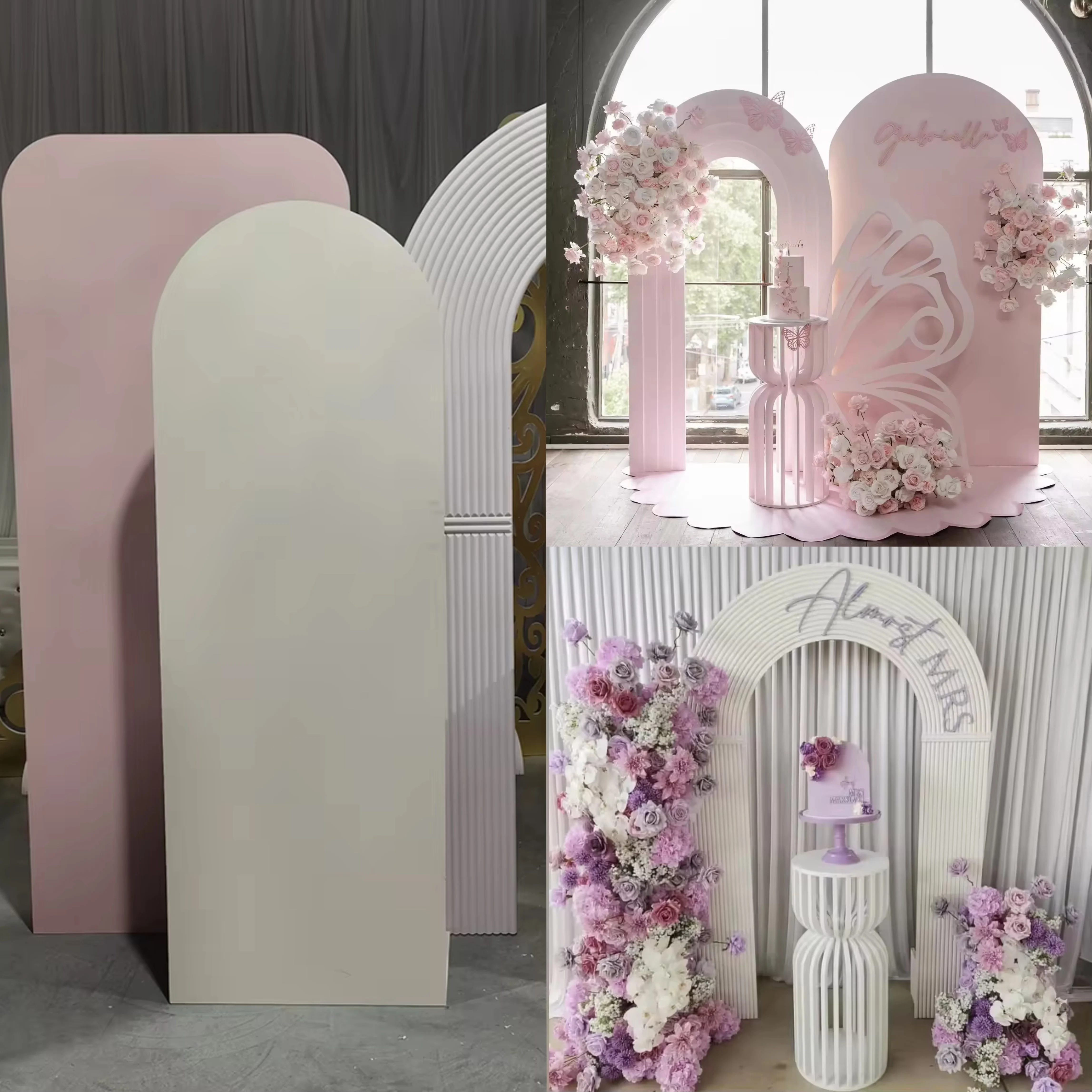 

Elegant White Acrylic Panel Stand Display Arch Backdrop Stand Wedding Backdrop Stage Decor Arched Event