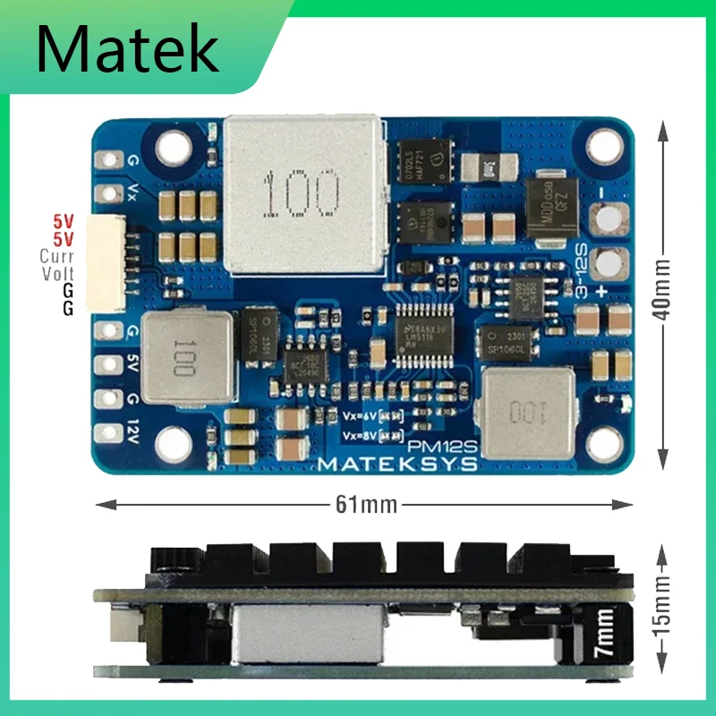 

SkyCityFPV MATEK PM12S-3 Power Module 3-12S LIPO 5V 9V VX BEC with HeatSink for RC Multirotor Fixed-Wing Airplane FPV Cinelifter