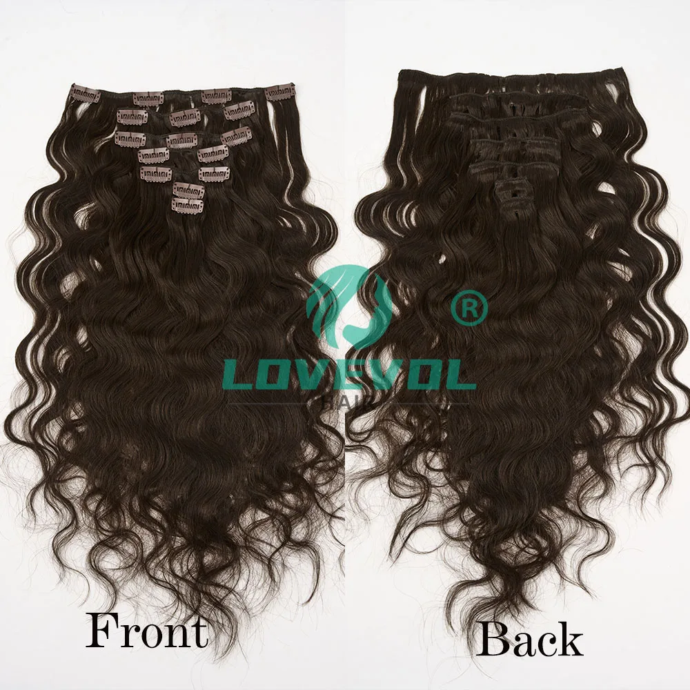 

Натуральные волнистые накладные пряди Lovevol коричневого цвета, 100% человеческие волосы с двойным плетением, бразильские накладные пряди, 7 шт., 120 г.