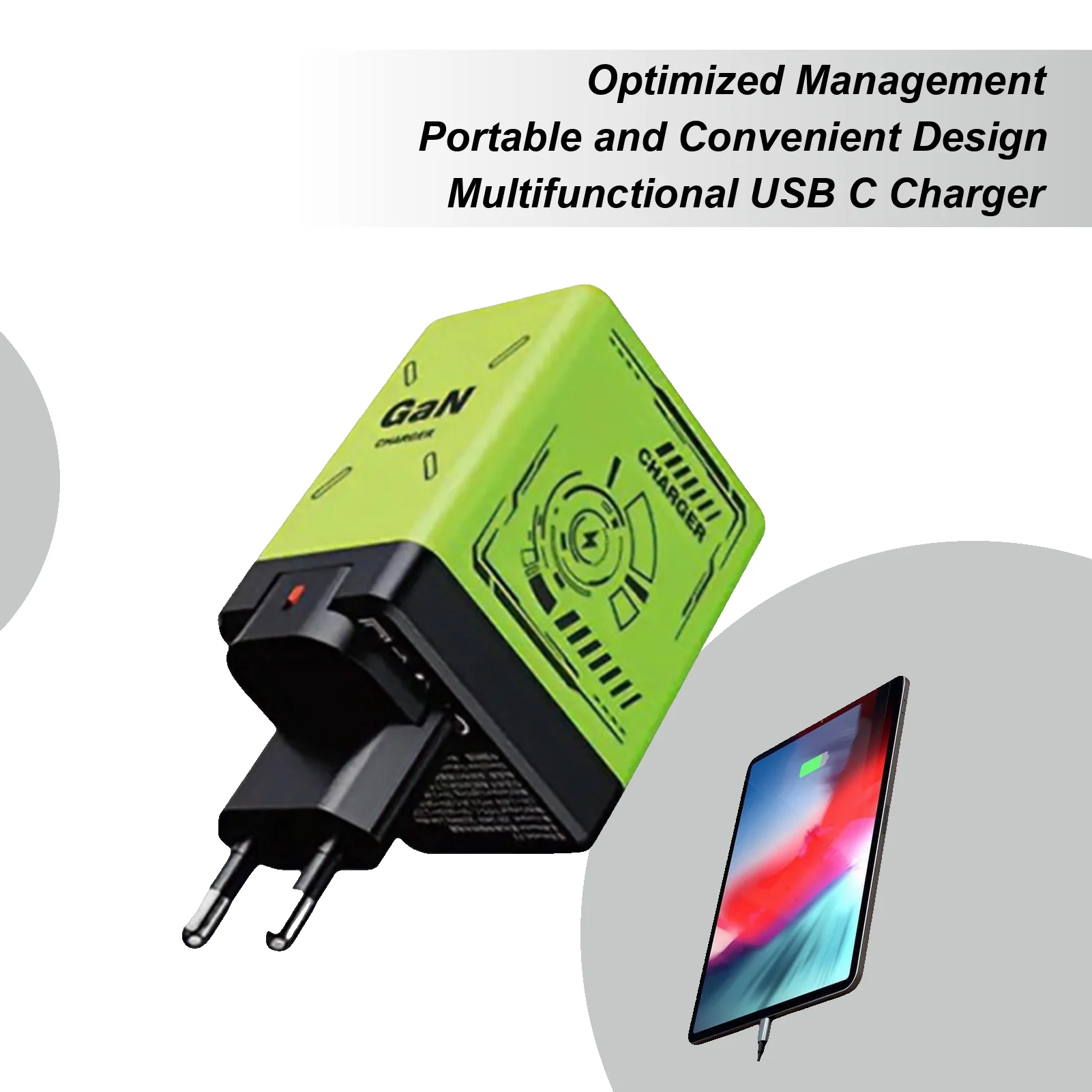 Fast Charger USB C Double-Port Phone Charging Block Retractable Multiple Outlet For Laptop Devices Phone Computer Travel Home