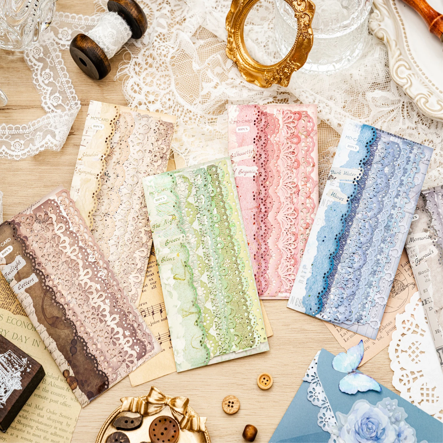 

Mr. Paper 6Packs Vintage Laser Cut Lace Border Stickers for DIY Collage Journal Scrapbook Glass Bottle Photo Frame Decoration
