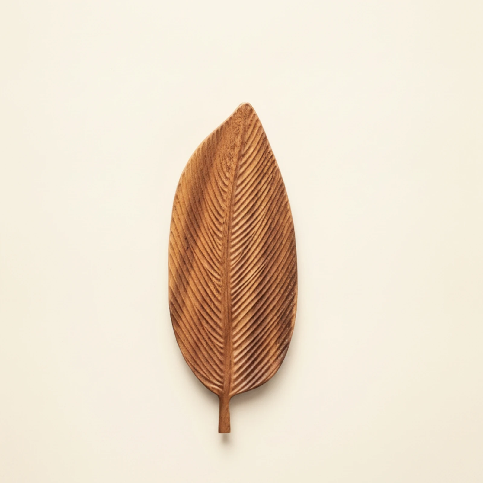 Wooden Tea Tray Carved Leaf Shaped Tray Wooden Plate Elegant Platter Small