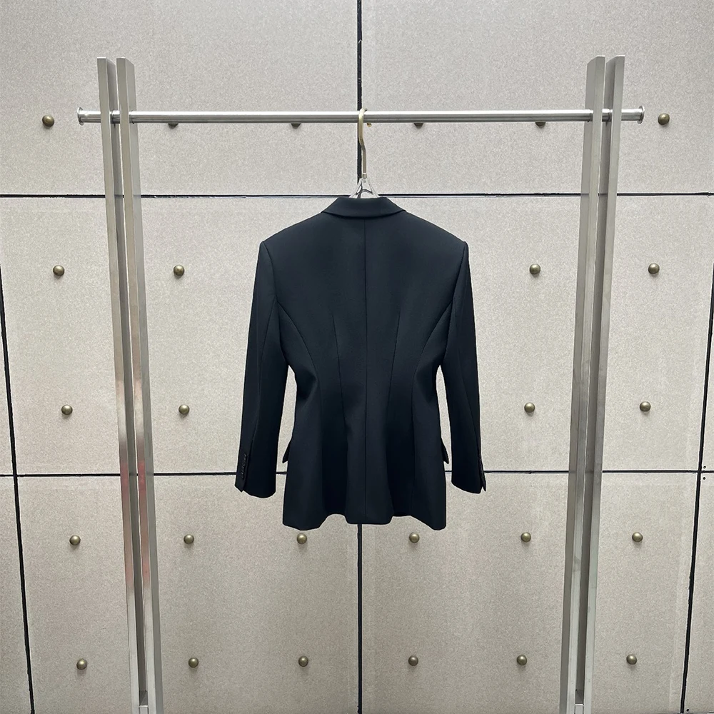 Women Double Breasted Blazer Jacket Long Sleeve Suit Coat Elegant Slim Fit Ladies Office Business Formal Outfit for Autumn
