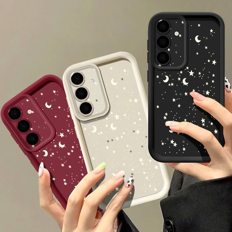 Star Moon Print Case For Samsung Galaxy A18 A57 A37 A27 A56 A16 A17 A55 a54 A26 A36 S26 S25 S24 S23 s22 Ultra S26 FE Phone Cover