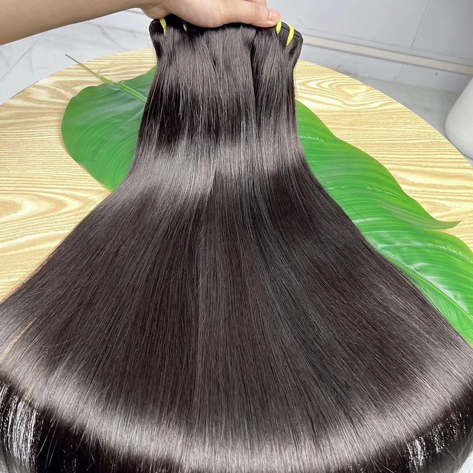 

Straight Human Hair Bundles Raw Unprocessed Double Weft Natural Color 10-36 Inch Vietnamese 100% Human Hair Weave Extensions