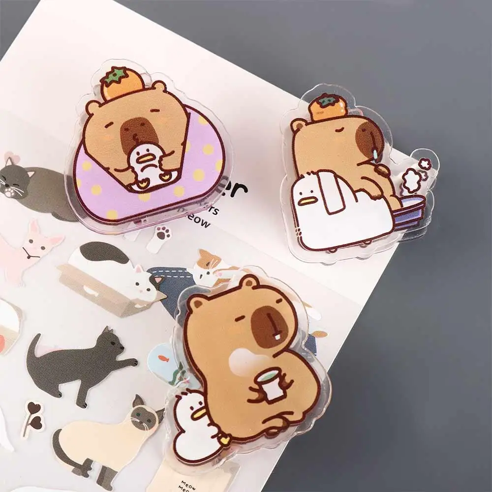 คลิปหนีบกระดาษลายการ์ตูนคาปิบารา ลูกพลับ อะคริลิคใส คลิปหนีบกระดาษอะคริลิคการ์ตูนน่ารัก คลิป PP