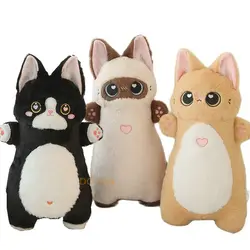 Anime japonês Plushie recheado gato siamês, gatinho animais, gatos pretos jogue travesseiro, cochilo escolar travesseiroBrinquedos para crianças