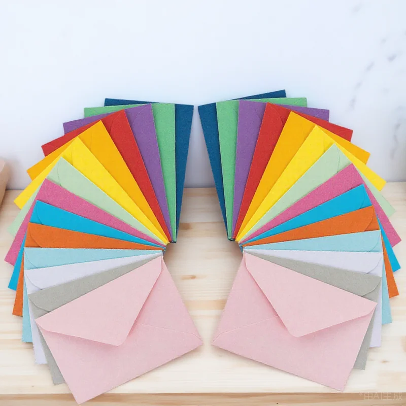 

50pcs Colorful Small Wedding Invitation Envelope Letter Holder Budget Replacement Sheets Solid Color Envelopes For Greeting