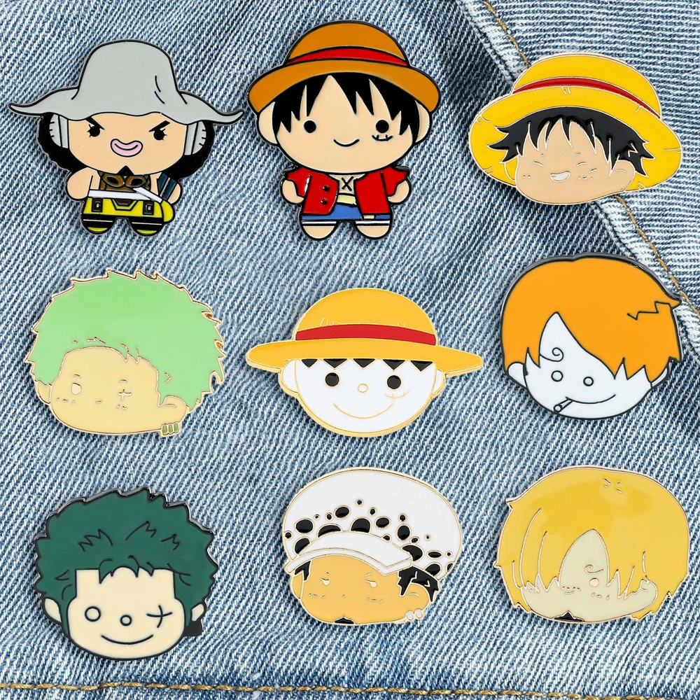 9 Broches con Imágenes de Personajes Lindos: Zoro, Sanji, Luffy. Pin Esmaltado para Mochila, Ropa, Joyería, Insignia Metálica, Accesorios, Regalo para Amigo.