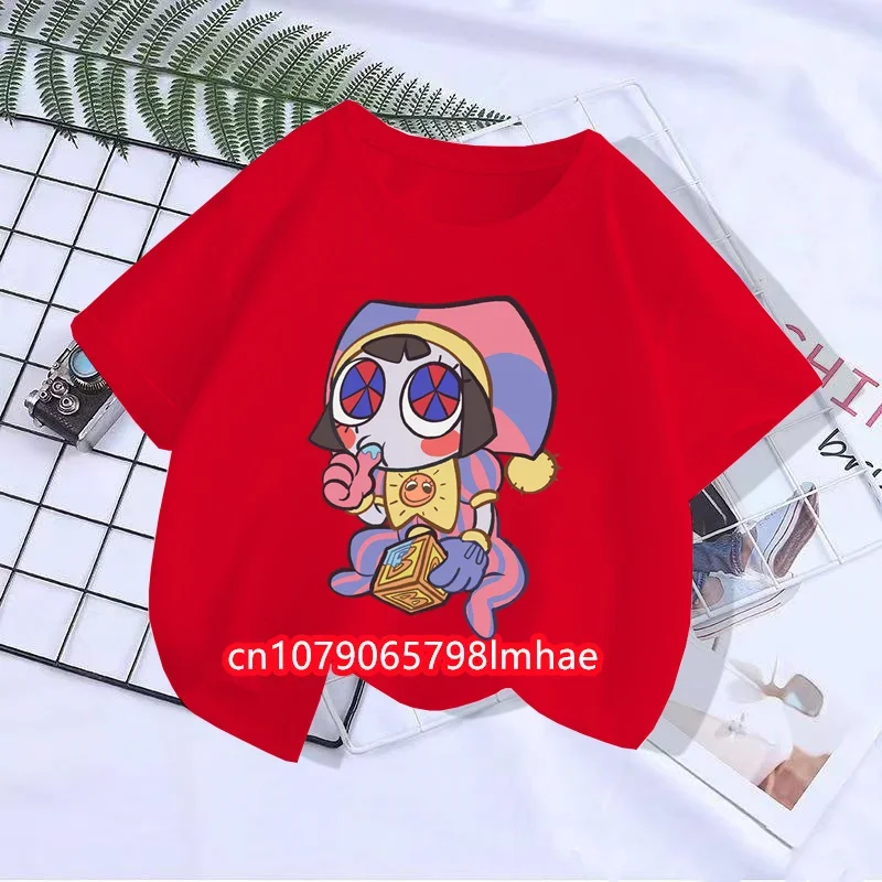 Neue Anime T-Shirts die erstaunliche digitale Zirkus Pomni Streetwear Junge Mädchen Mode T-Shirt Kinder Sommer Tops Kleidung