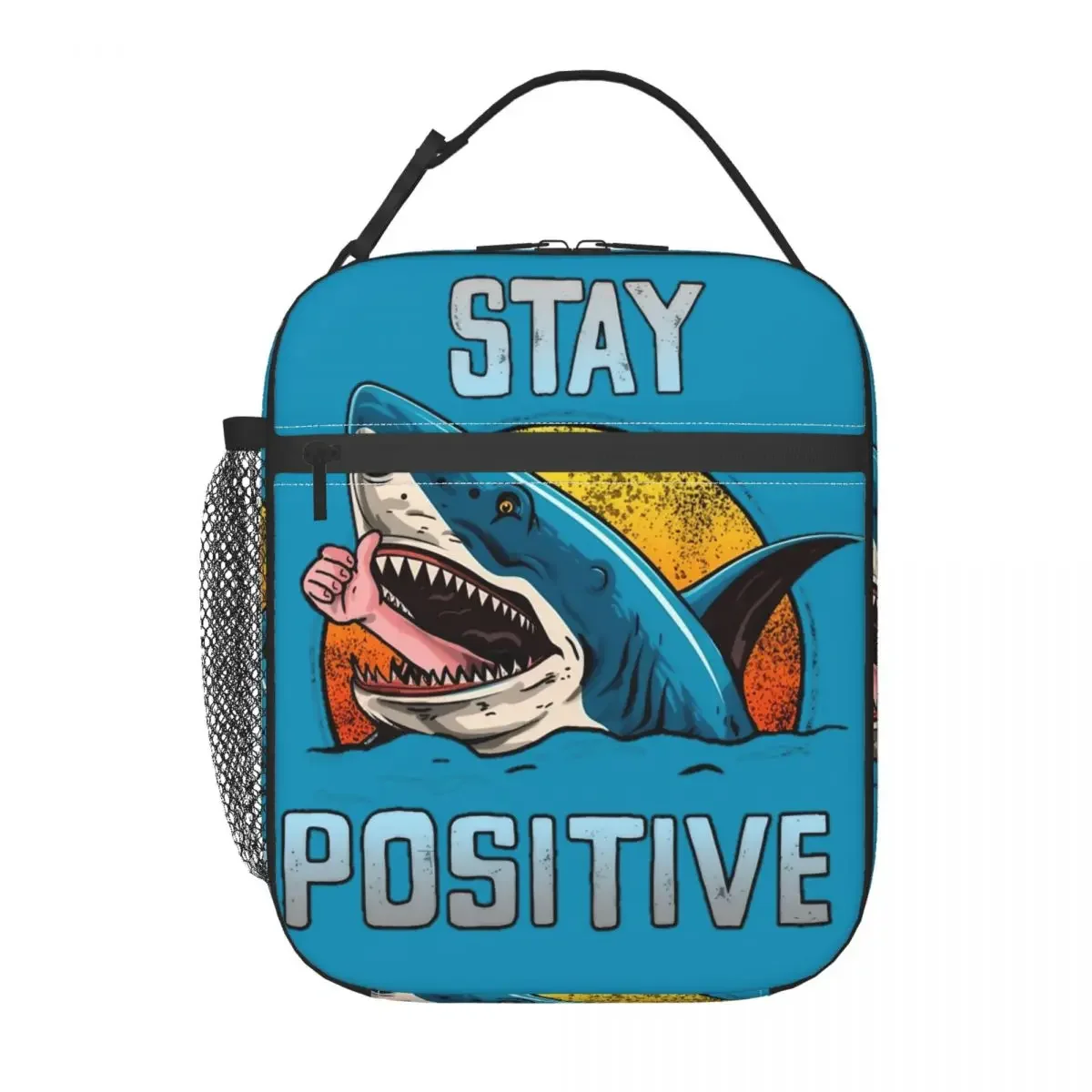 Stay Positive Shark Thermal Insulated Lunch Bag for Reusable Bento Box Men Women Thermal Cooler Lunch Box