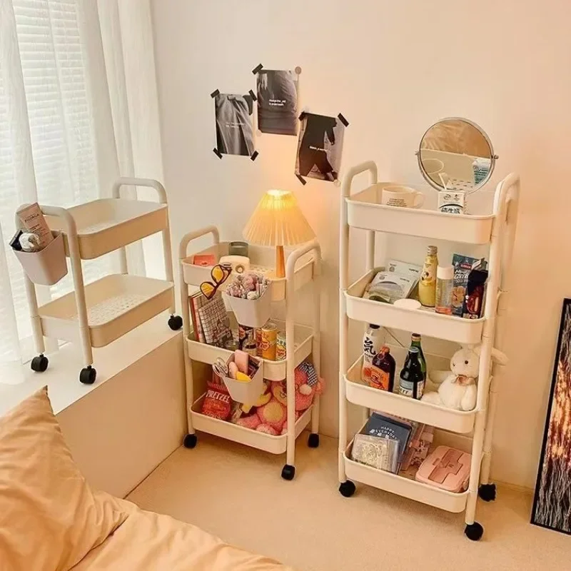 

Mobile Storage Rack Trolley Kitchen Bathroom Bedroom Multi Storey Snacks Storage Rack with Wheels Organizer Home Accessories