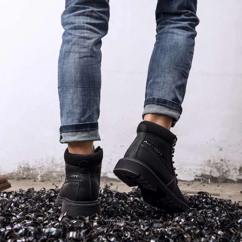 Men Boots Outdoor Leather Ankle Boots High Top Casual Boots Designer Male Work Boots Classic Handmade Steel Toe Cap Boots view 4