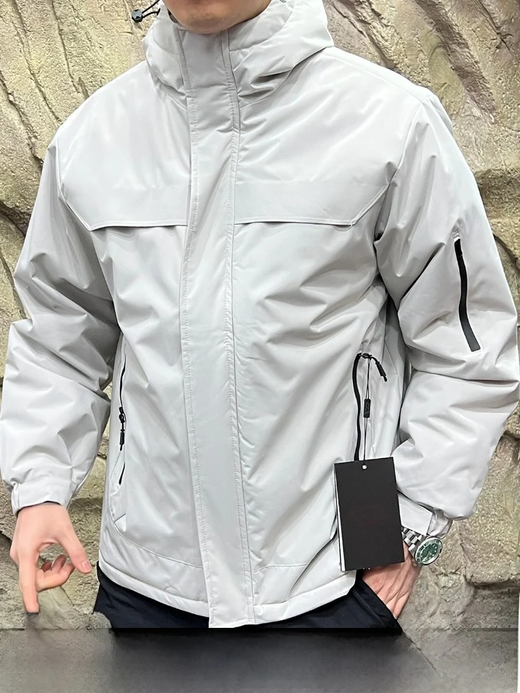 

Мужская утепленная хлопковая куртка с капюшоном для активного отдыха, теплая зимняя куртка прямого кроя с длинными рукавами, однотонная, повседневная одежда