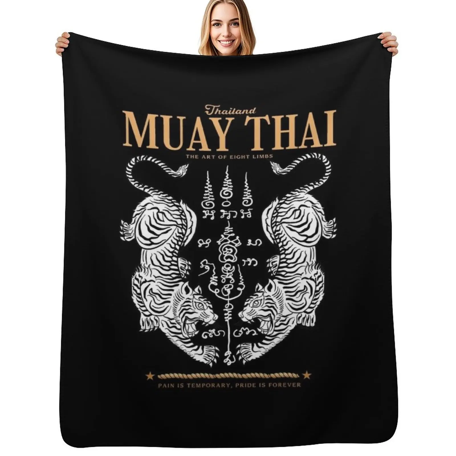 Classic Muay Thai Twin Tiger Throw Blanket All Weather Soft Throw Blanket for Sofa
