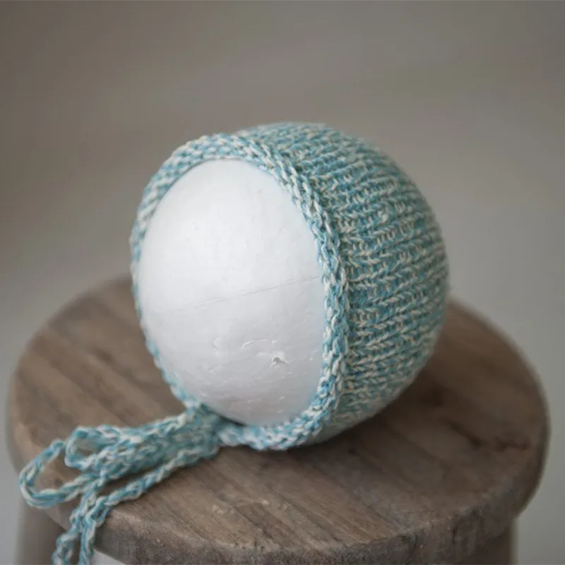 Newborn full moon photography props simple texture baby photo hat multi-color hand-knitted hat