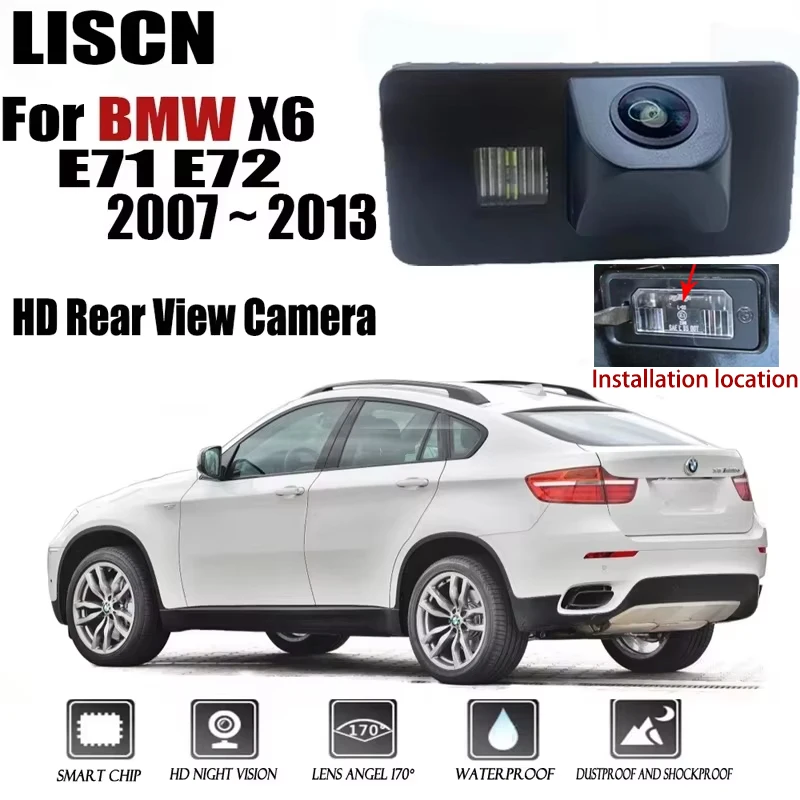 For BMW X6 E71 E72 2007 ~ 2013 HD Rear Camera CCD Night Vision Backup Parking Reversing Camera License Plate Camera