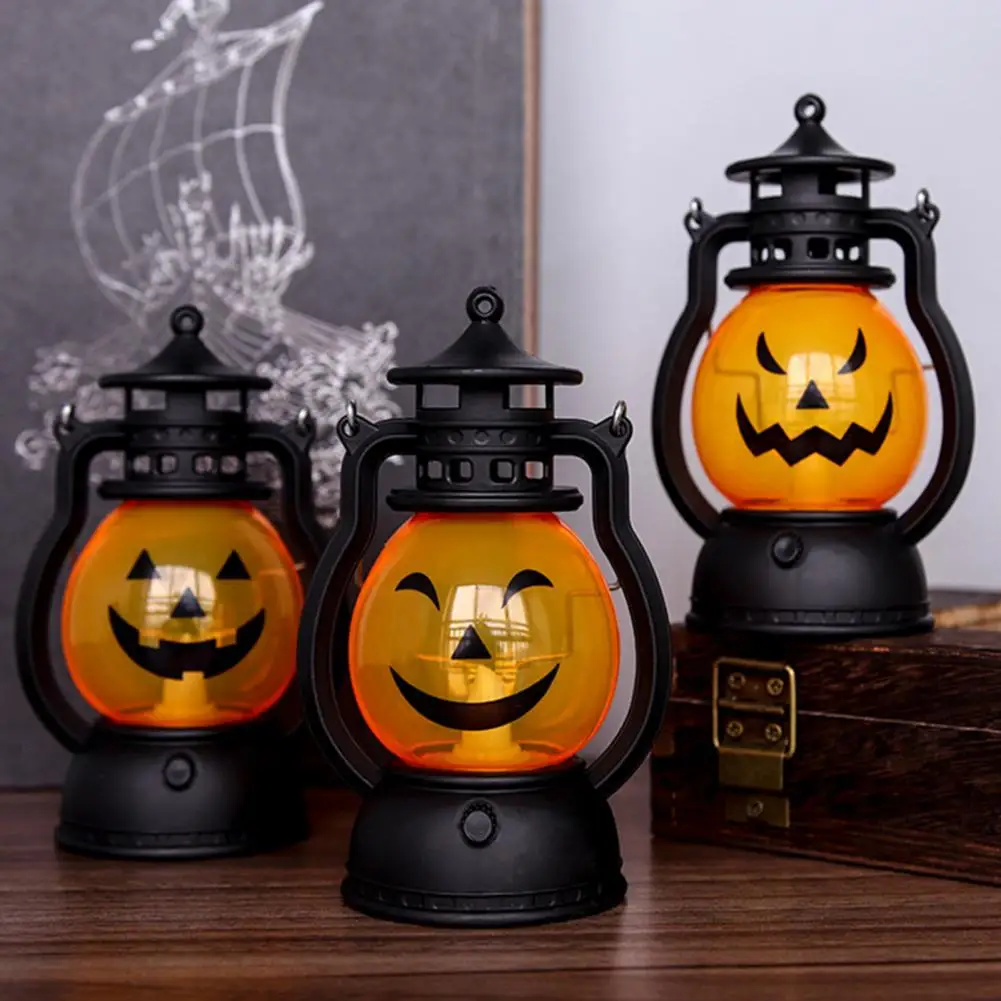 

Pumpkin Lamp Retro Lantern Horror Props Atmosphere Decoration Scene Layout LED Candlelight Halloween Glowing Decor Horror Props