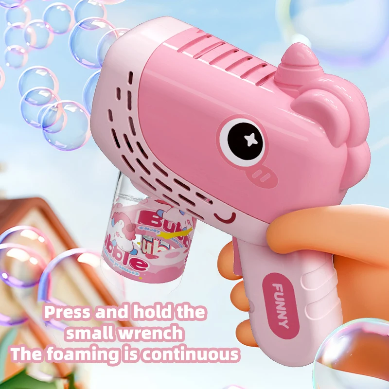 فقاعة الحوت المحمولة، منفاخ فقاعات مسدس أوتوماتيكي بالكامل، ألعاب صيفية للاستخدام الداخلي والخارجي، ألعاب يجب اقتناؤها لحفلات أعياد الميلاد وعيد الفصح