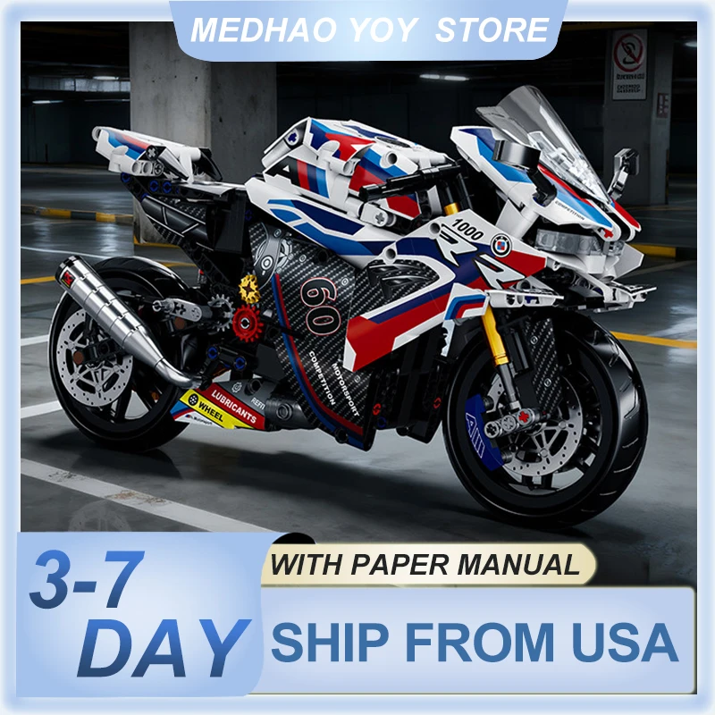 

High-quality 1:8 MG01 MOC Technical R1000R Sports Motorcycle Building Block Bricks Assembly Puzzle DIY Toys Christmas Gifts Boys