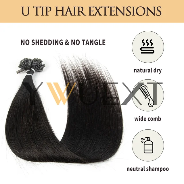 U‑Tip Nail Tip Keratin Human Hair Extensions, Real Remy Human Hair 50Pcs/Pack 30g 12‑20 Inch Pre‑Bonded Fusion Hair, Invisible Natural Basic Style, 8 Multiple Colors for Women 5