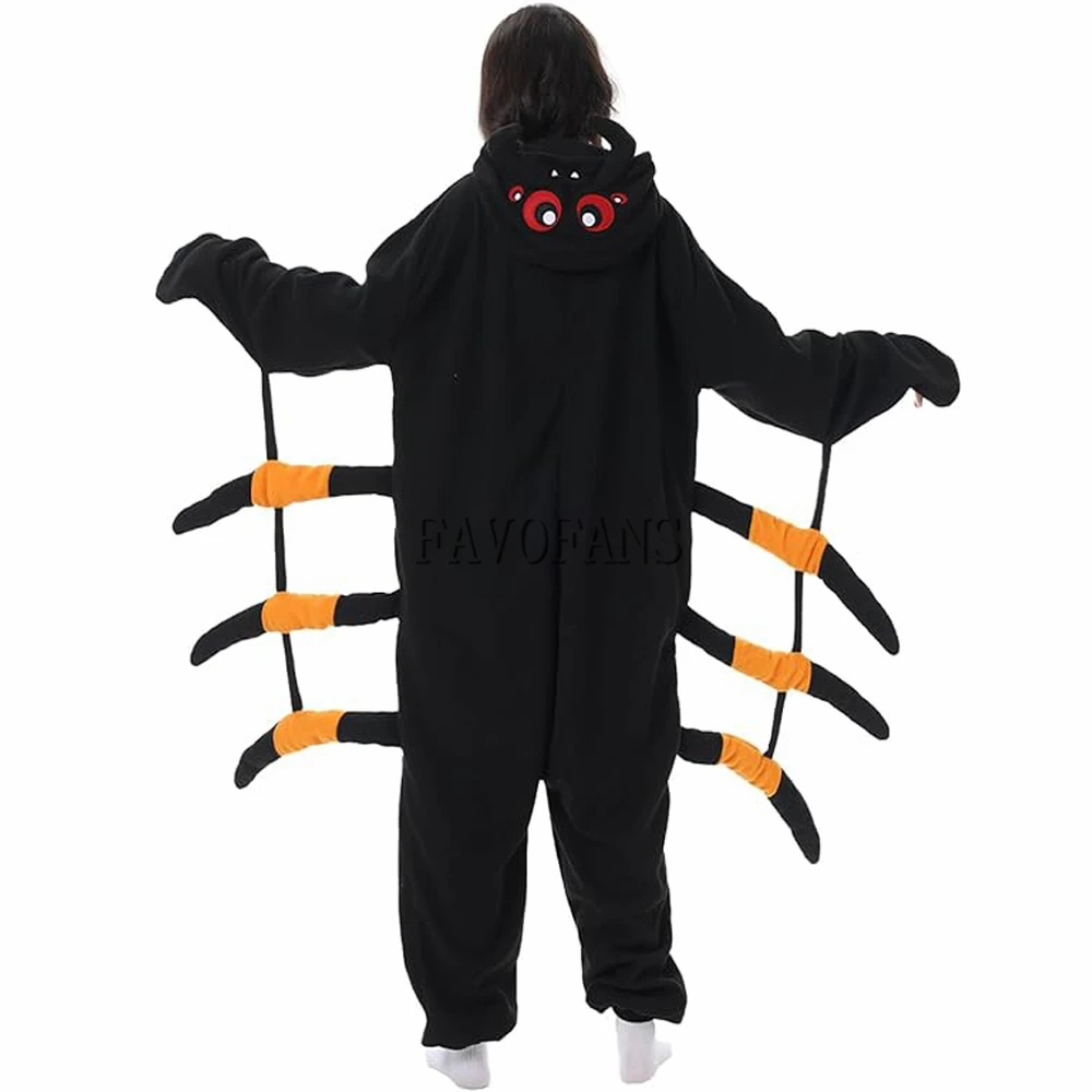 Favofans Adult Kigurumis Pyjamas Halloween Onesie Spider For Women Men Cartoon Pajama Homewear Cosplay Costume