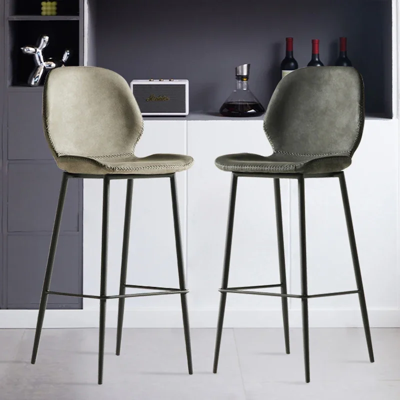Sillas de Bar de diseño marrón verde azulado, sillas de Bar nórdicas de moda de calidad para sala de estar, Taburete minimalista moderno, muebles para el hogar
