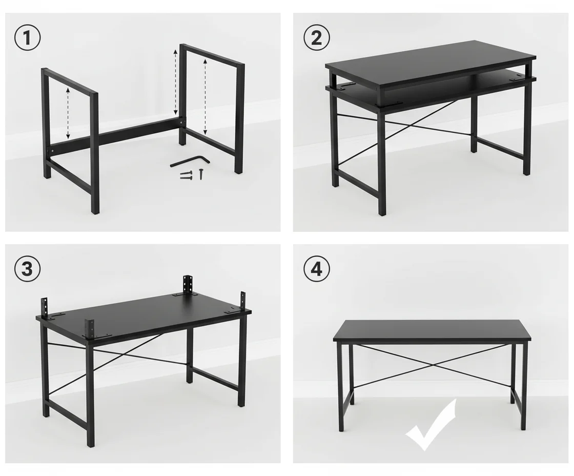 55 Inch Spacious Computer Desk | Sturdy Home Office Workstation for Study Work or Gaming | Dorm-Friendly Desk