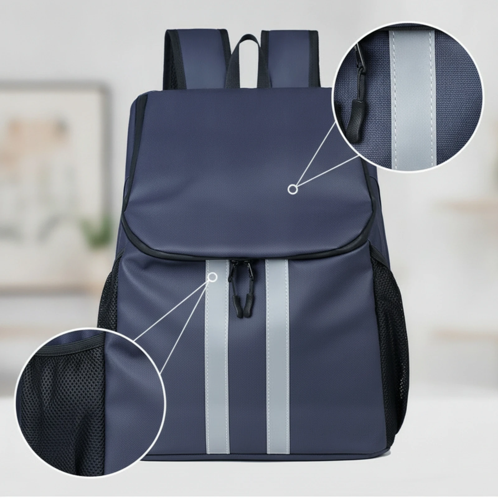 Motorcycle Helmet Backpack Reflective Backpack with Helmet Compartment Bag Ergonomic Wear-Resistant for Motorcyclists, Commuting