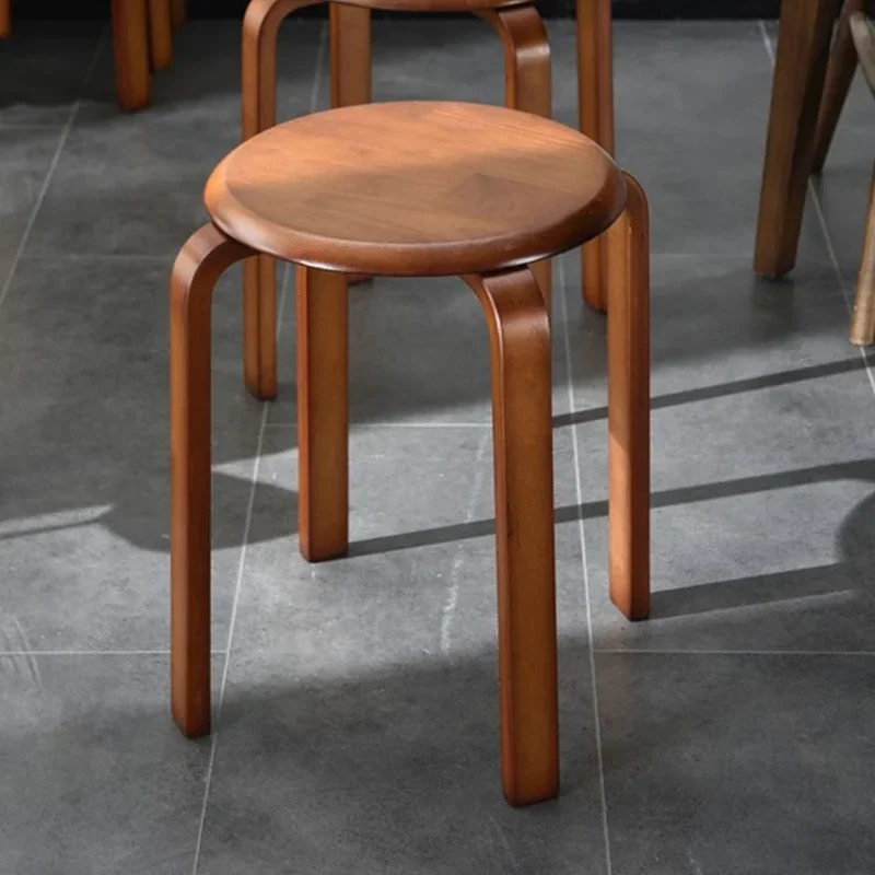 Plastic Stackable Chairs Space Saving Wood Stool Wooden Telescopic Hocker Home Square Chair Room Iron Round Auxiliary Furniture