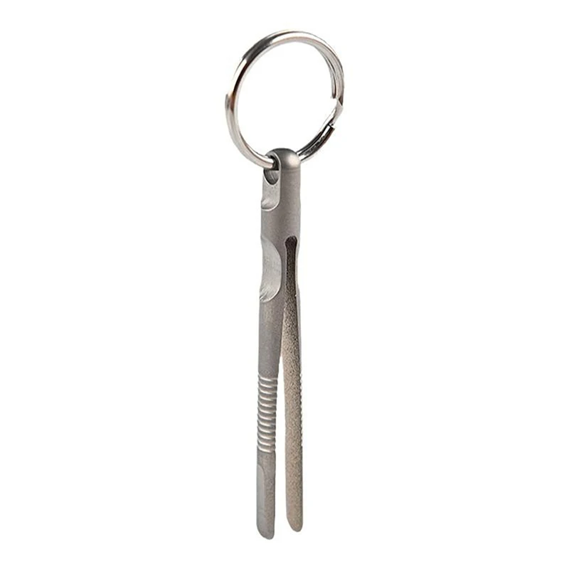 Titanium Alloy Tweezers Keyring Accessory Handy Mini Portable Tweezer Flat Clip Nipper Hair Pincer Outdoor Camping Tool Pincette